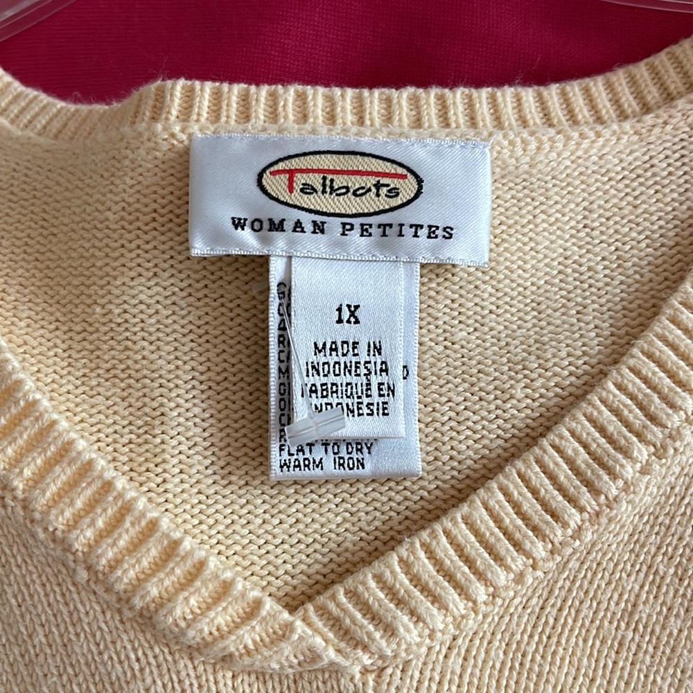 Vintage Talbots Yellow V Neck Shortsleeved Sweater Cotton Blend NWOT - Picture 5 of 7